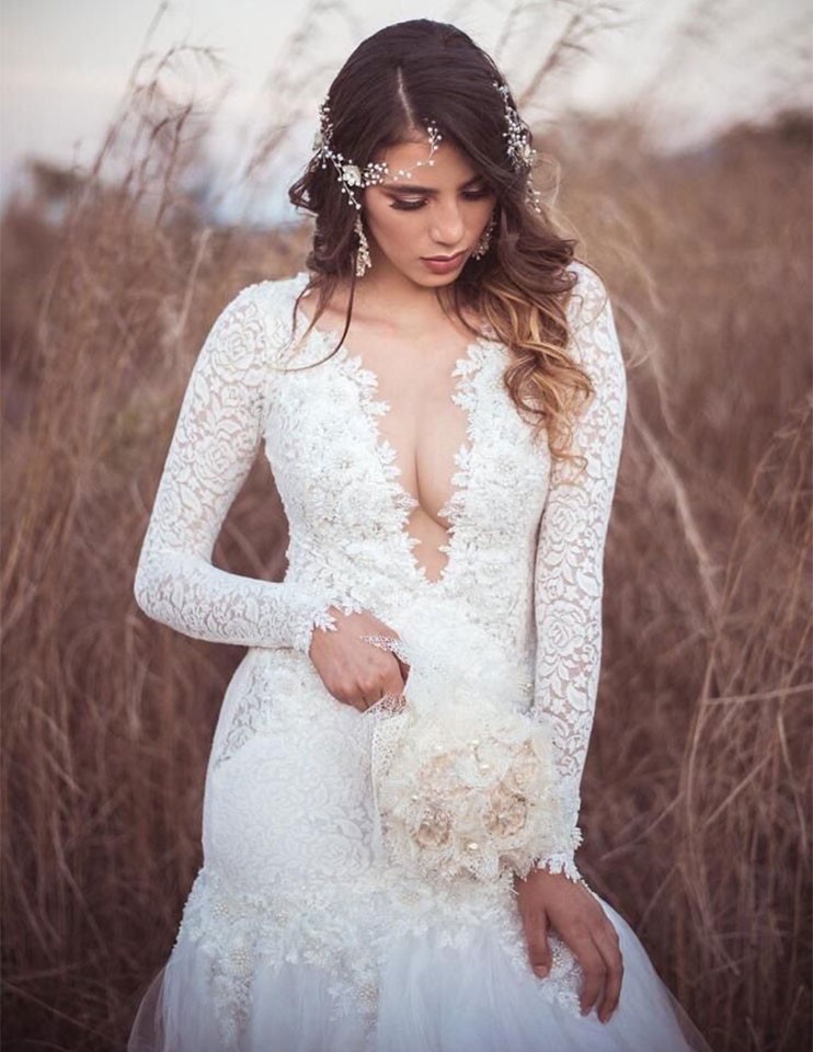 Vestido de novia de Johanna Marcé, Mangas entalladas